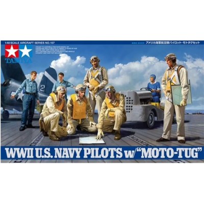 WWII U.S. PILOTS w/"Moto-Tug" - 1/48 SCALE - TAMIYA 61107